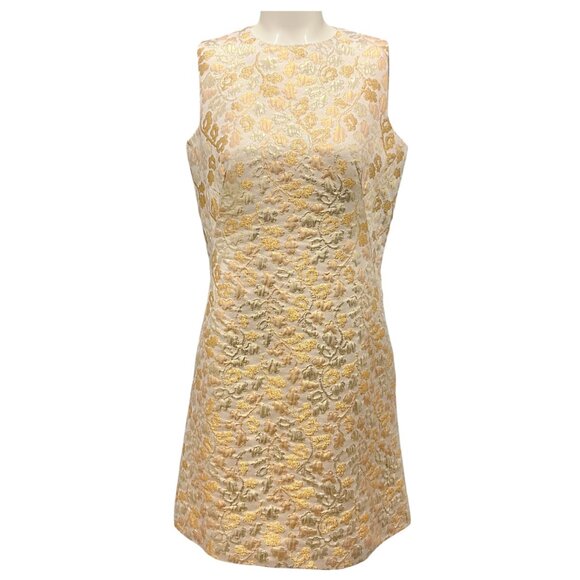 Dolce & Gabbana Gold Metallic Shimmer Sleeveless Jacquard Mini Dress - Picture 1 of 6